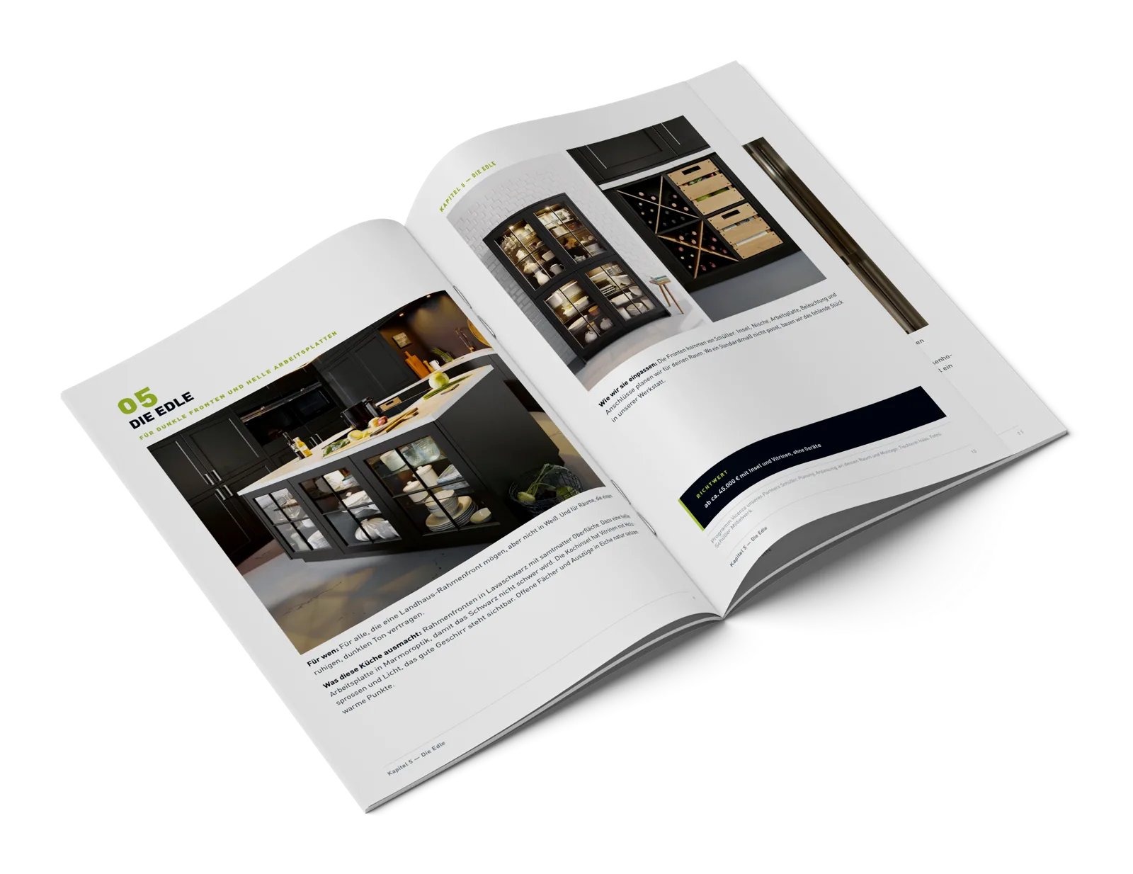 Der Küchenkatalog aufgeschlagen: Doppelseite „Die Edle